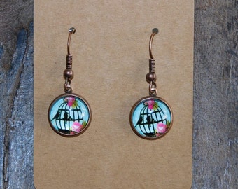 6 Pale Blue With Picasso And Bronze Finish 6x15mm Dangle Drop Glass Beads N618