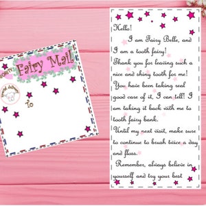 Tiny TOOTH FAIRY Sobre y carta/ Descarga INSTANTÁNEA/ pdf / Conjunto de cartas y sobres imprimibles