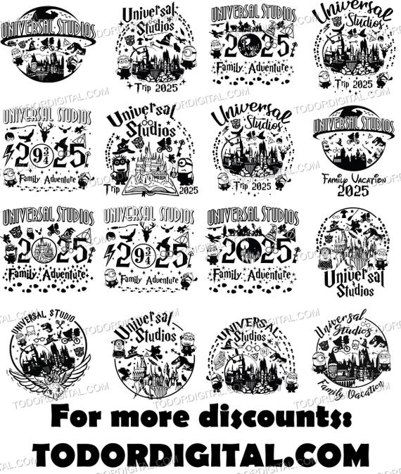 Universal Studios Svg Bundle 2025 - Universal Trip - Family Vacation svg - Magical Kingdom Svg - Family Vacation - Family Trip 2025