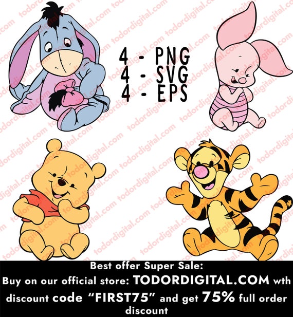Winnie the Pooh Svg File - Baby Winnie - Cartoon Characters - Baby Winnie Friends Svg - Svg For Cricut - Svg For Silhouette - SVG - EPS-PNG