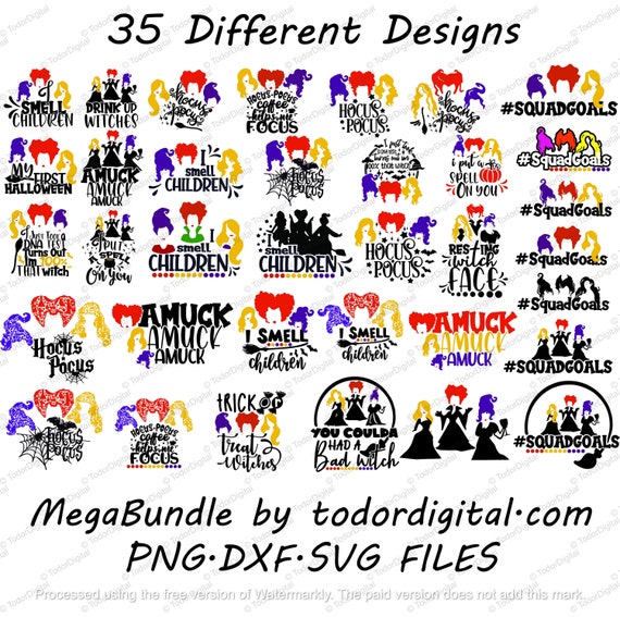 35 Sanderson Sisters Svg, Halloween Svg, Horror Svg Bundle, Hocus Pocus Clipart Svg files for Cricut and Silhouette | Instant Download