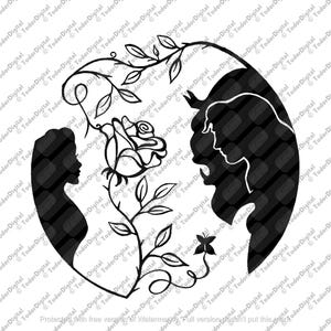 Archivo Svg de Belleza, La Bestia Svg, Bella y la Bestia Clipart, Princesse Svg, Belle Vector Graphics.