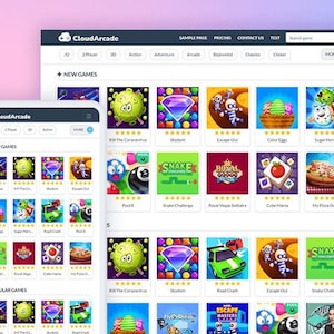 Può includere: Schermata di un sito web chiamato CloudArcade, che offre una varietà di giochi online. Il sito web ha una barra dei menu con categorie come "2 giocatori", "3D", "Azione", "Avventura", "Arcade", "Bejeweled", "Classici", "Clicker" e "Altro". Il sito web ha anche una barra di ricerca e una sezione per "Nuovi giochi" e "Giochi popolari". Il sito web offre una varietà di giochi, tra cui "Kill the Coronavirus", "Skydom", "Escape Out", "Color Eggs", "Sugar Heroes", "Pool 8", "Snake Challenge", "Royal Vegas Solitaire", "Cube Mania", "My Pizza Outlet", "Road Crash", "Anti Virus" e "Fly or Die".