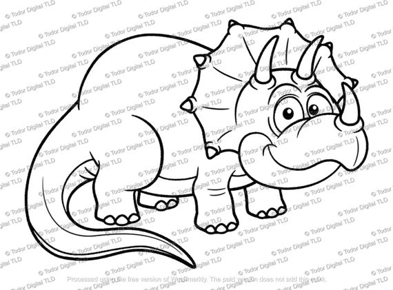 Baby Dinosaur Svg File - Dinosaur Clipart - Dinosaur Coloring Page - Funny Baby Dinosaur - Svg For Cricut - Svg For Silhouette - DXF - EPS