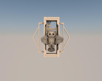 3D Printable Book Nook, Flying Owl Adjustable Bookshelf Holder 3D STL File - Unique Book Nook Decor
