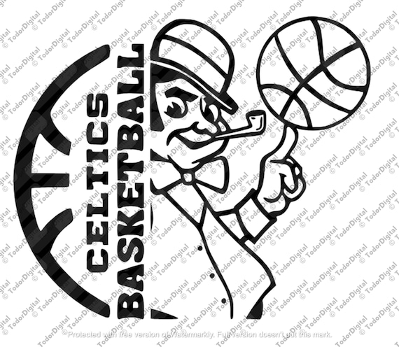 Basketball Svg File - Basketball Clipart - Celtics Basketball Team Mascot Cut File - Svg For Cricut - Svg For Silhouette - DXF - EPS  - PNG