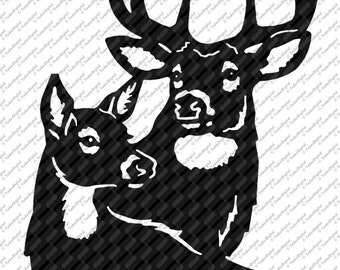 Familia de ciervos SVG: Imágenes prediseñadas de ciervo macho, hembra y cervatillo (descarga digital)