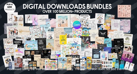 Mega PLR Bundle 120M+ | Digital Business Starter Kit | MRR Products, Canva Templates, T-Shirt Designs, Mockups, SVG, Ebooks, Fonts