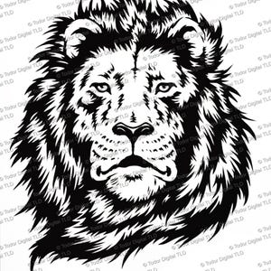 ライオン SVG、ライオンの頭のクリップアート、ライオンのステンシル、動物 SVG、野生動物、ライオンのベクター グラフィックス