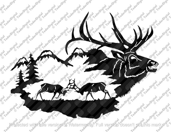 Elk Svg File - Deer Svg - Buck Clipart - Elk Vector Graphics - Animals Svg - Wild Animals Cut File.