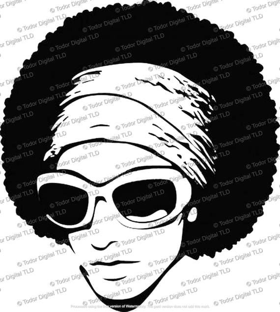 Black Woman Svg Design - African American Art Decor - Woman With Glasess Cut File - Svg For Cricut - Svg For Silhouette - DXF - EPS - PNG