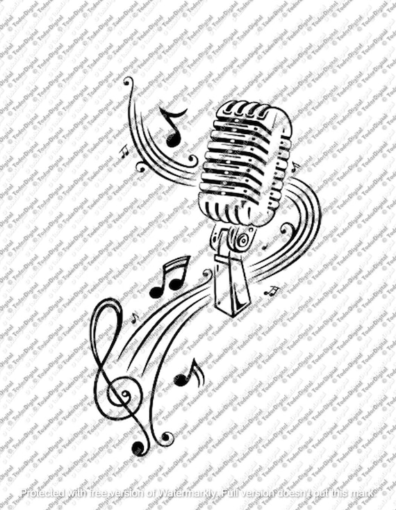 Microphone Svg File - Music Svg Design - Melody Clipart - Microphone Clipart - Vector Graphics - Svg For Cricut - Svg For Silhouette