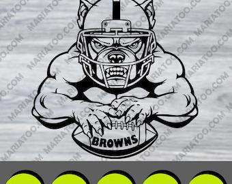 Cleveland Football Bulldog SVG, Dawg Mascot Clipart (Digital Cut File)