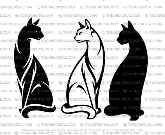 Cat Svg File - Cats Clipart - Black Cat Svg - Funny Cats Vector Graphics - Svg For Cricut - Svg For Silhouette - DXF -  EPS - PNG
