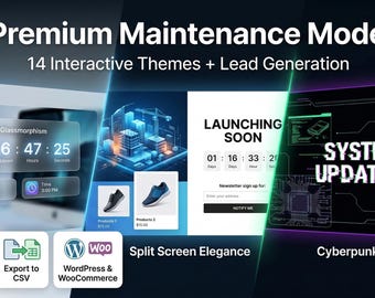 Premium WordPress Maintenance Mode Plugin | Interactive Coming Soon Page | WooCommerce Under Construction Countdown & Lead Gen Tool