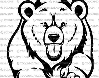 Archivo SVG de oso - Imágenes prediseñadas de oso - Archivo de corte de oso grizzly - SVG de animales - Imágenes prediseñadas de animales salvajes - SVG para Cricut - SVG para Silhouette - DXF - EPS