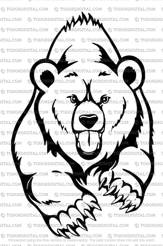 Bear Svg File - Bear Clipart - Grizzly Bear Cut File - Animals Svg - Wild Animals Clipart - Svg For Cricut - Svg For Silhouette -  DXF - EPS