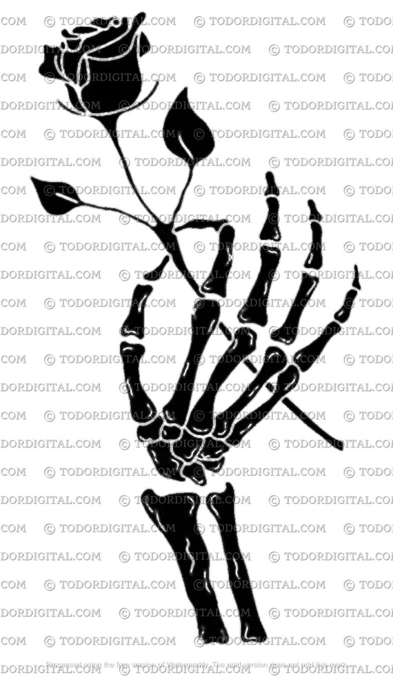 Skeleton Svg File, Skeleton Hand And Rose Svg Design, Halloween Decor, Hand Clipart, Vector Graphics