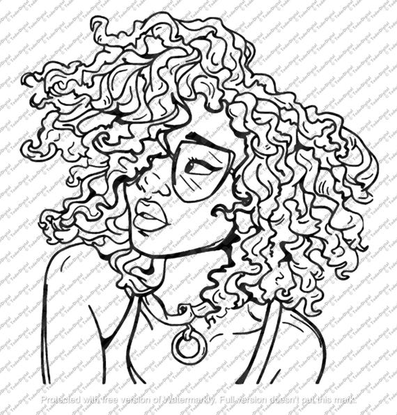 African American Girl Svg File - Girl Clipart - African Woman Stencil - Vector Graphics - Svg For Cricut - Svg For Silhouette