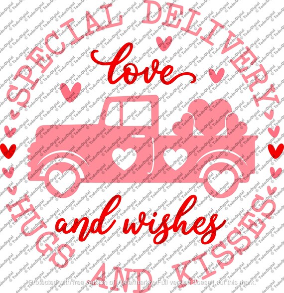 Hugs And Kisses Delivery Svg, Valentines Day Cake Topper Svg, Cake Topper Svg, Valentine, Valentines, Png, Dxf, Cricut, Silhouette