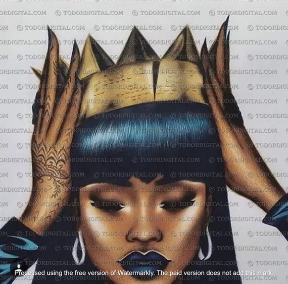 Black Art Decor Cross Stitch Pattern - Crown Cross Stitch Pattern - Hand Embroidery - Printable Black Woman With a Crown - Pattern Modern