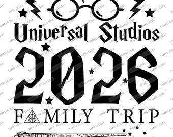 Magical Family Vacation 2026 Svg - Wizard Trip Shirt Design - Theme Park Matching Group Shirts - Magic Wand & Glasses Cut File for Cricut