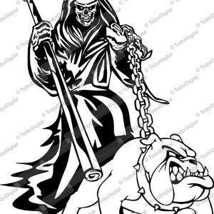 Sensenmann-Svg-Datei - Skelett-Svg - Pitbull-Hund-Svg-Datei - Bill-Hund-Svg - Sensenmann-Vektorgrafiken - Für Cricut - Für Silhouette