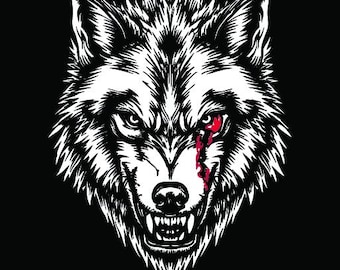 Wounded Wolf Vector Graphic: Viking Berserker Tattoo, Cricut (Digital Download)