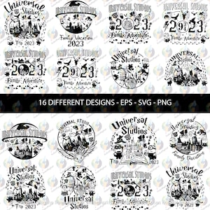 Paquete de imágenes SVG de Universal Studios: 16 diseños diferentes: EPS, SVG, PNG