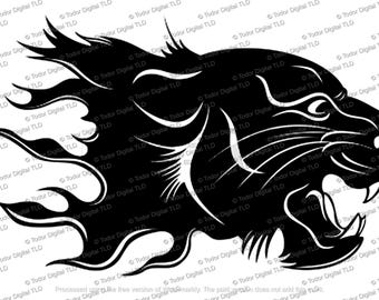 Archivo SVG de pantera - Clip art de pantera negra - Silueta de pantera - Gráficos vectoriales de animales salvajes - SVG para Cricut - SVG para Silhouette - DXF-EPS