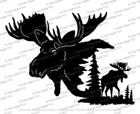 Moose Svg File, Moose Head Svg, Moose Decor, Elk Svg, Animals Clipart, Wild Animals Vector Graphics.