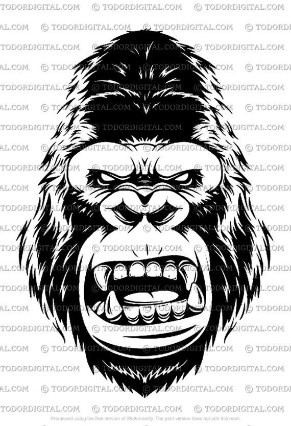 Gorilla Svg File - Gorilla Head Clipart - Gorilla Cut File - Animals Svg File - Wild Animals Clipart - Svg For Cricut - For Silhouette - DXF