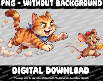 Funny Cat and Mouse Sublimation Graphic, Transparent PNG Design