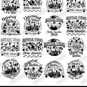 Paquete SVG de vacaciones familiares en parques temáticos 2026 - Diseño de camiseta "Viaje mágico" - Camisetas SVG de vacaciones familiares para Cricut y Silhouette - Viaje Png