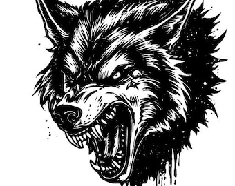 Snarling Wolf Head Vector, Fierce Animal Graphic (svg, png, eps, dxf)