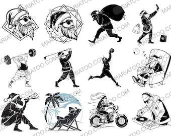 Gamer Santa SVG Bundle, Funny Christmas Video Game Cut Files for Matching Family Shirts and Holiday Crafts