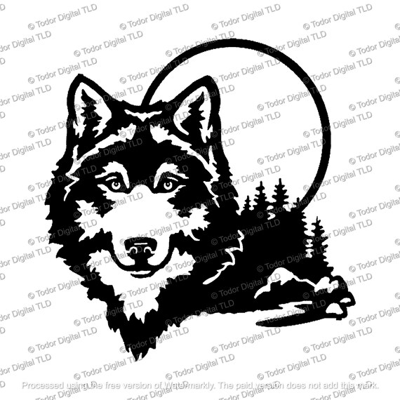 Wolf Svg File, Wolves Svg, Wolf And the Moon Svg Design, Wolf Pack Vector Graphics, Wild Animals Svg