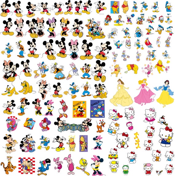 Cartoon Characters Mega Bundle, Mouse Svg, Princess Svg, Duck Svg, Cartoon Cliparts Bundle, Kity Svg, PNG, PDF, SVG, Winnie the Pooh Svg