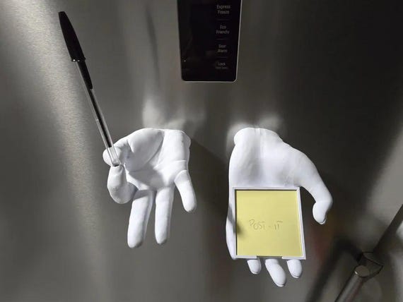 3D Printable Magnetic Hand Pen & Note Holder STL for Fridge, Magnetic Fridge Hand 3D Printable Files, Pen Note Holder Stl 3D printable Files