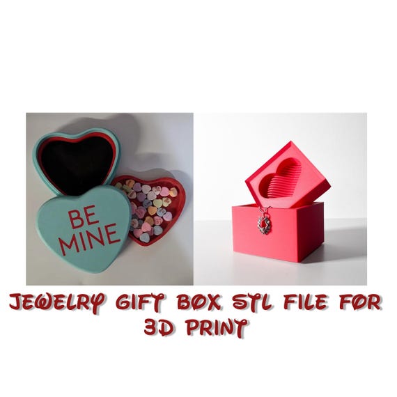 3D Printed Heart Jewelry Box STL, Valentine's Day Gift Box Model, Love-Themed Jewelry Holder, Modern Heart Gift Box Digital Download