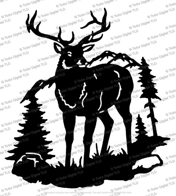 Elk Svg File - Buck Clipart - Deer Cut File - Animal Svg - Wild Animals Clipart - Svg For Cricut - Svg For Silhouette - DXF - EPS - PNG