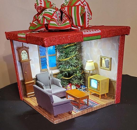 Christmas Living Room Miniature STL Bundle, Holiday Scene 3D Print Files, Dollhouse Room Decor , Christmas Diorama STL, 3D Printer files