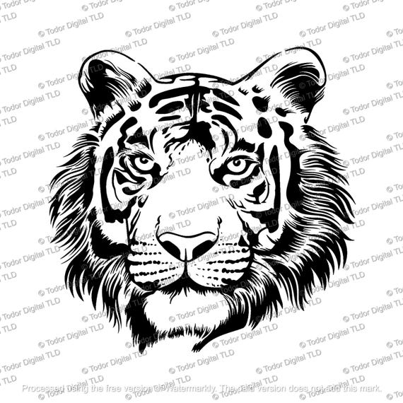 Tiger Svg File, Tiger Clipart, Tiger Head Svg, Animals Svg, Wild Animals Vector Graphics.