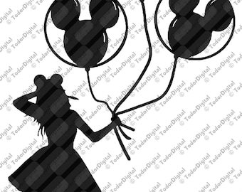 Archivo SVG de globos de Mickey: Gráfico vectorial de niña (archivos digitales)