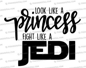Princess Jedi Svg: Cartoon Vector Graphics (Digital Files)