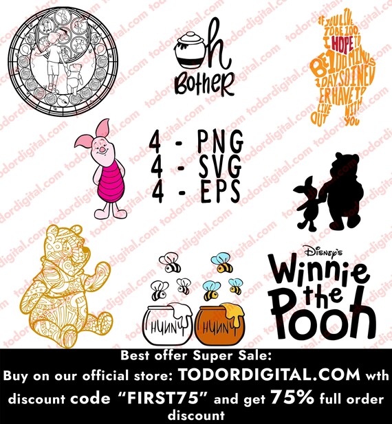 Winnie the Pooh Svg File - Winnie the Pooh Bees Svg - Cartoon Characters - Cartoon Svg - Svg For Cricut - Svg For Silhouette - SVG