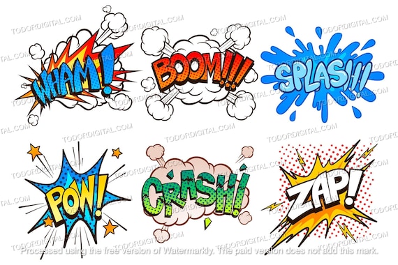 Comic Book Sound Effects | Design For Comic Book | Comic Strips | EPS PSD PNG | Comic Vector Graphic | Cartoon Vector Design | Cartoon Vfx