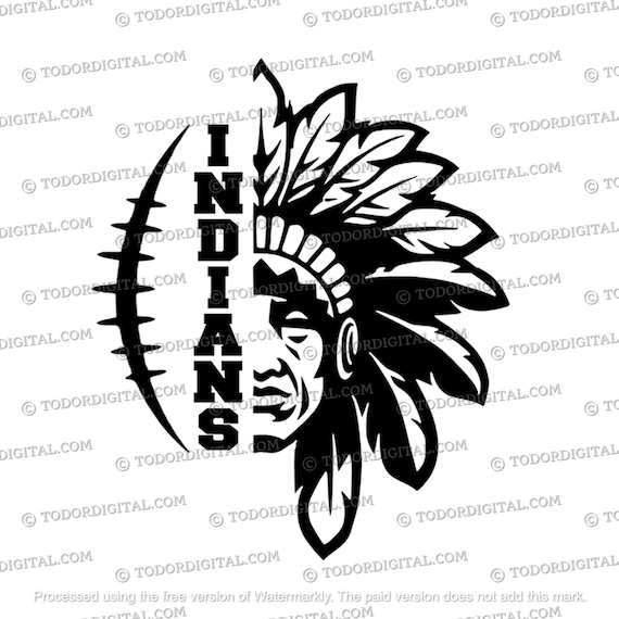 Indians Svg File, Football Svg, Football Clipart, Indians Football Team Mascot Vector Graphics.