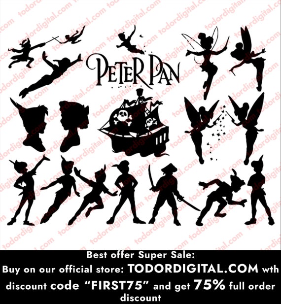 Peter Pan SVG Bundle - Peter Pan Silhoutette - Peter Pan Svg File - Peter Pan Cut File - Cartoon Characters - Cartoon Svg EPS SVG Png Dxf