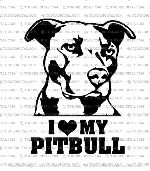 I Love My Pitbull Svg File - I Love My Dog - Pitbull Dog Svg Design - Pitbull Vector Graphics - Svg For Cricut - Svg For Silhouette - DXF